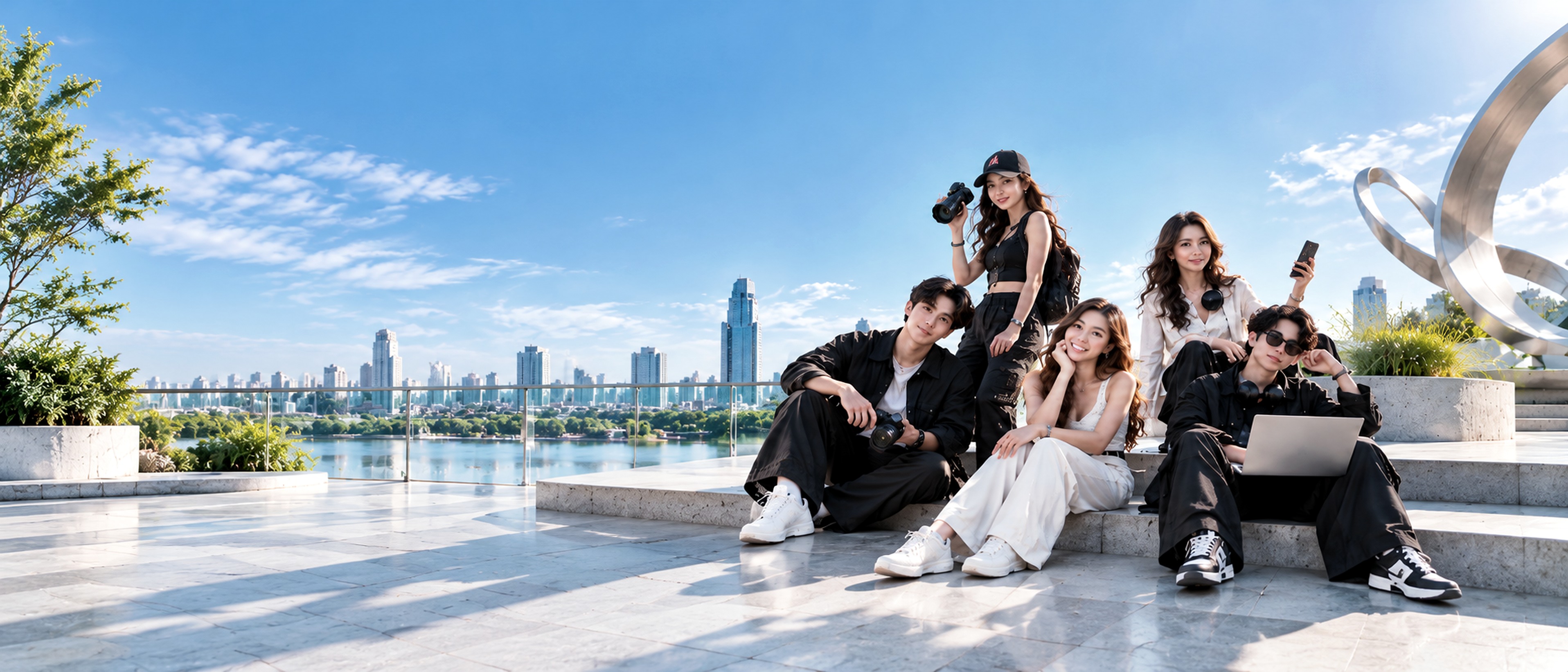 Creator team on modern rooftop